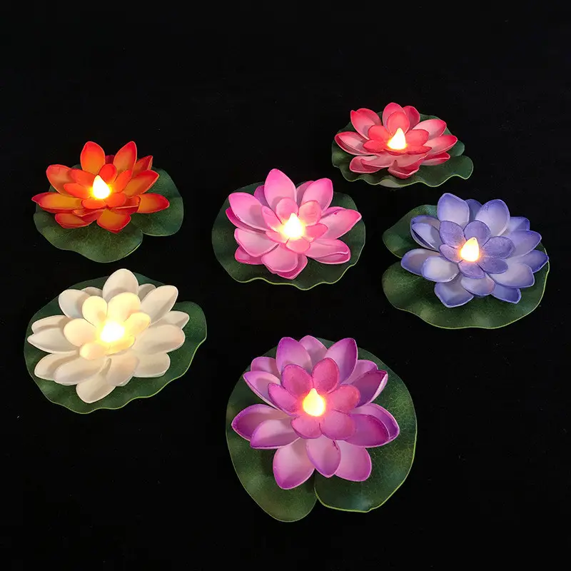 Christmas Floating Candle Flameless Candle Light nice Festival Lamp Lotus LED Candle