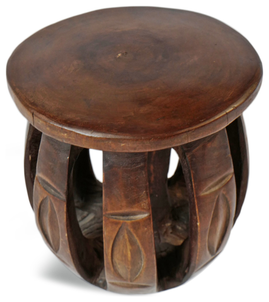 Consigned Baga Nimba Wood Stool   Rustic   Accent And Garden Stools   by Design Mix Furniture  Houzz