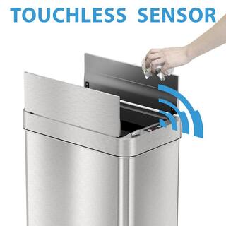 iTouchless 13 Gal. Stainless Steel Wings Open Sensor Trash Can with AbsorbX Odor Filter and PetGuard WS13RSL