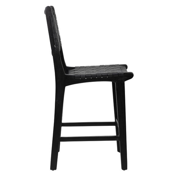 Maverick Woven Counter Stool， Espresso Teak - N/A