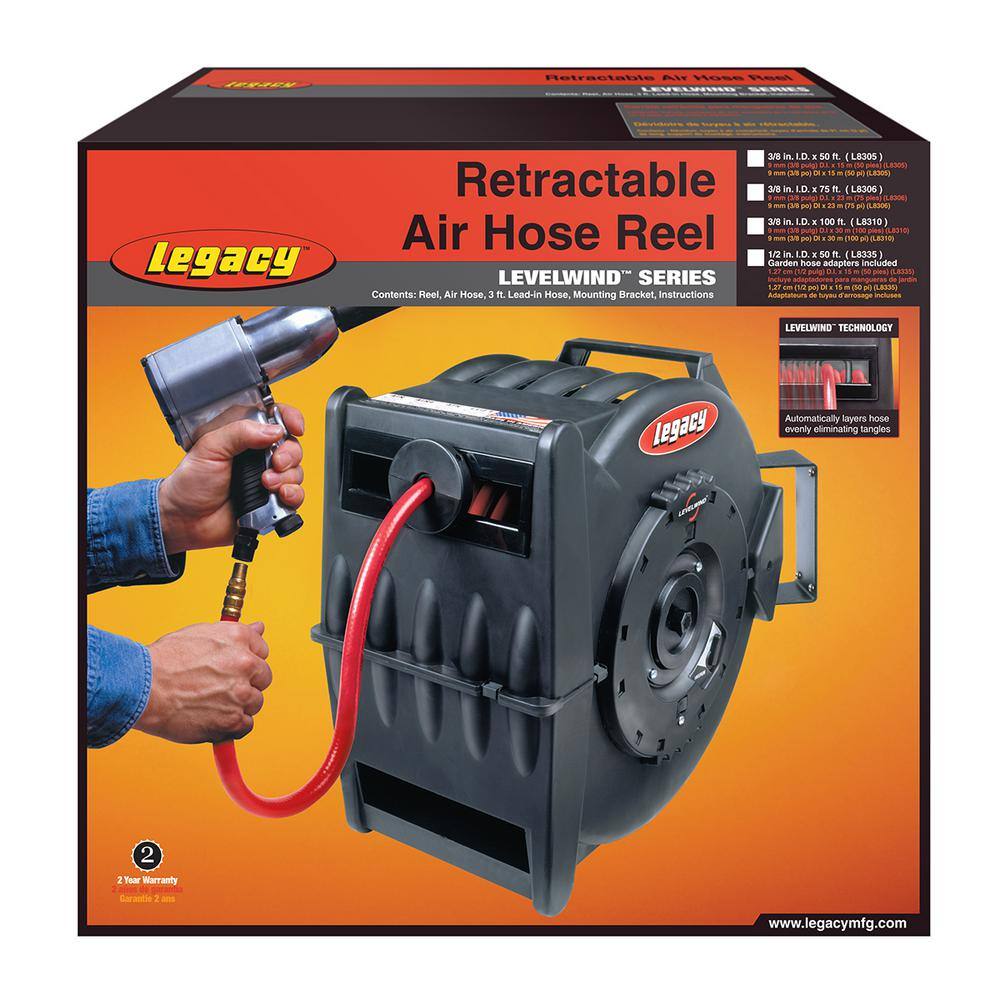 12 in. x 50 ft. Retractable Air Hose with Reel L8335