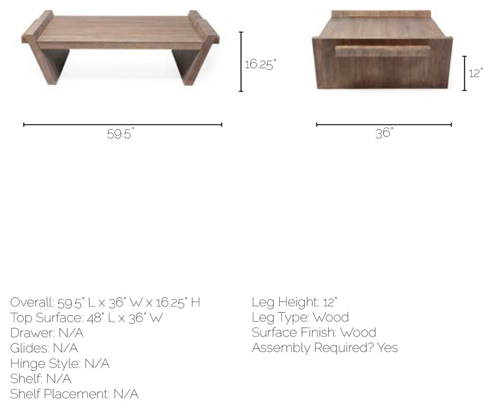 Elaine II Light Brown Solid Wood Coffee Table   Transitional   Coffee Tables   by Mercana  Houzz