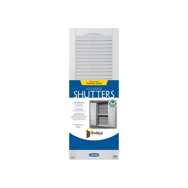 Plastic Development Group Lswht1443 14 X 43 Inch Decorative Exterior Vinyl Plastic Louvered Window Shutters W Installation Kit amp Instructions White