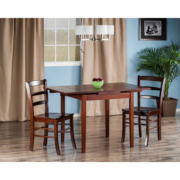 Winsome Pulman 3-piece Extension Dining Table Set with 2 Ladder-back Chairs