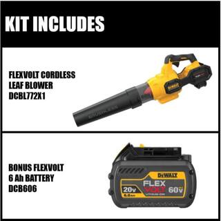 DW 60V MAX 125 MPH 600 CFM Brushless Cordless Battery Powered Axial Leaf Blower Kit with (1) FLEXVOLT 3Ah Battery  Charger DCBL772BWB609