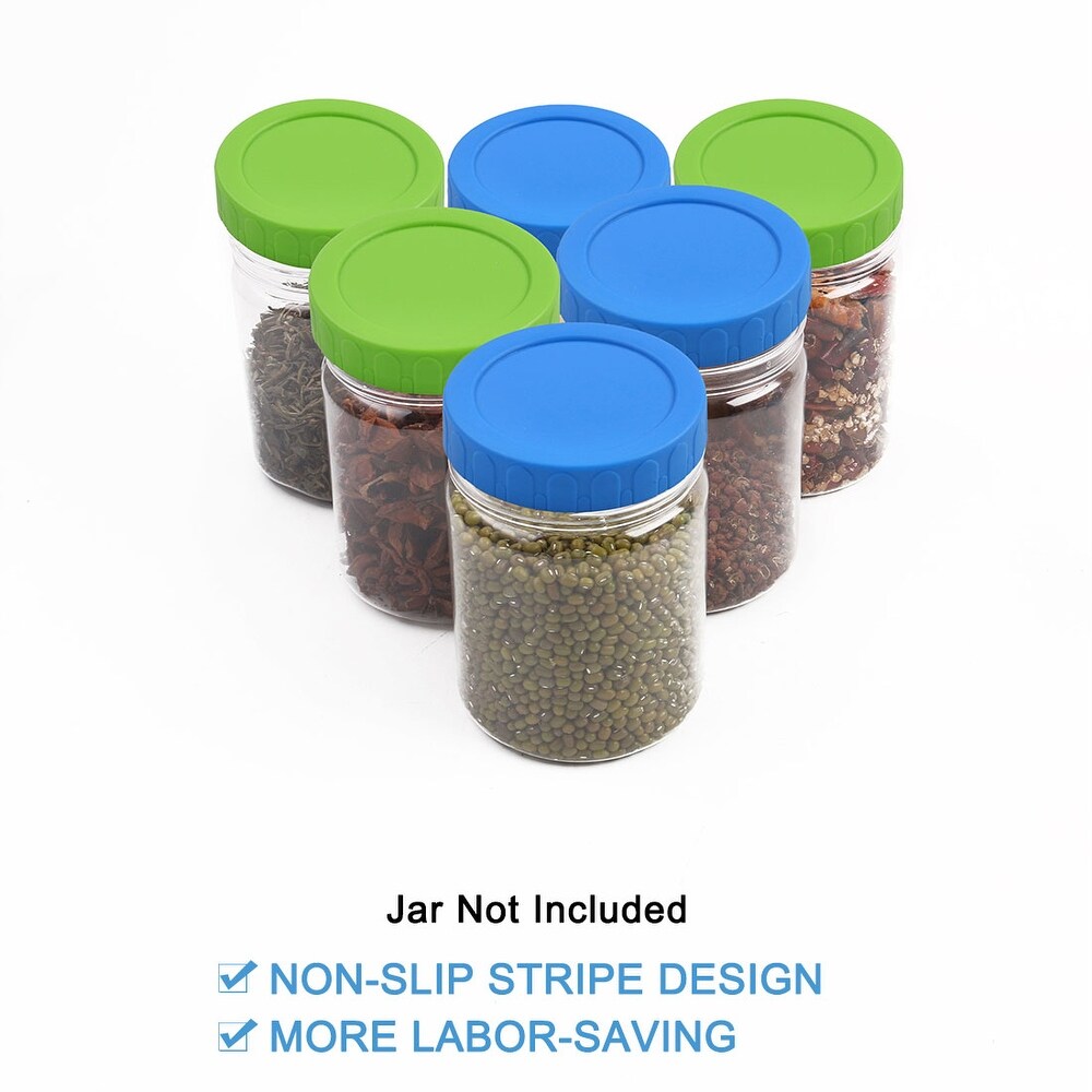 Colored Plastic Mason Jar Lids for Wide Mouth Mason Canning Jars Cup 12 Pack   Green  Blue