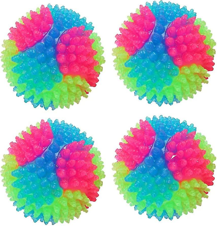 2/4 Pcs Light Up Dog Balls Flashing Elastic Ball Glow In The Dark Interactive Pet Toys For Puppy， Cats， Dogs，chromatic，.(2.16 Inch)