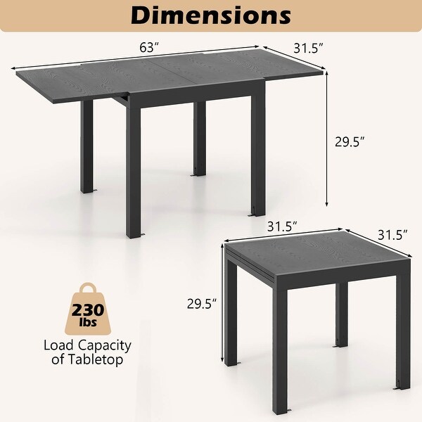 Gymax Patio Expandable Dining Table 31.5''63'' Adjustable Rectangular