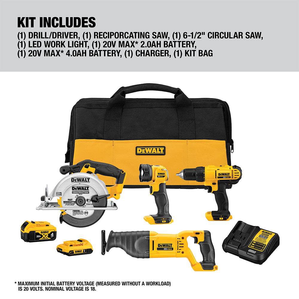 DEWALT 20V MAX 4 Tool Combo Kit DCK445D1M1 from DEWALT