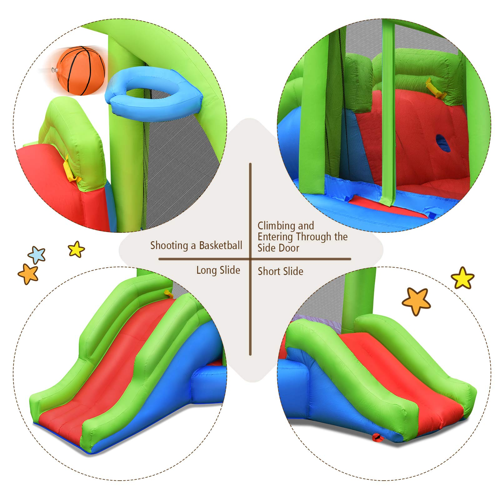 BOUNTECH Inflatable Bounce House, Kids Playhouse W/ Double Slides, Jumping Area