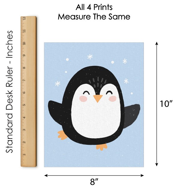 Big Dot Of Happiness Winter Penguins Unframed Holiday And Christmas Linen Paper Wall Art Set Of 4 Artisms 8 X 10 Inches