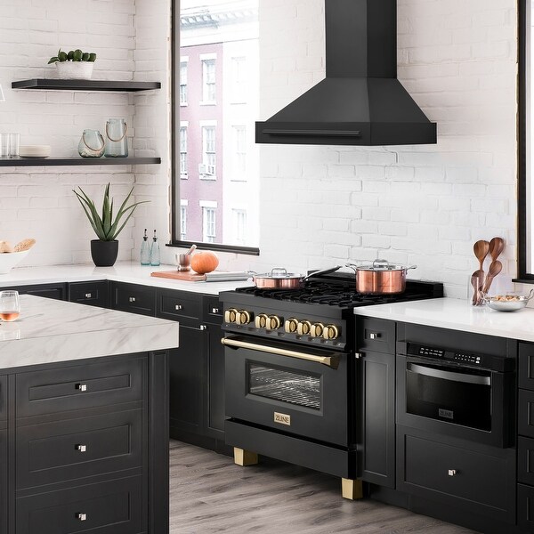 ZLINE Black Stainless Steel Range Hood with Black Stainless Steel Handle