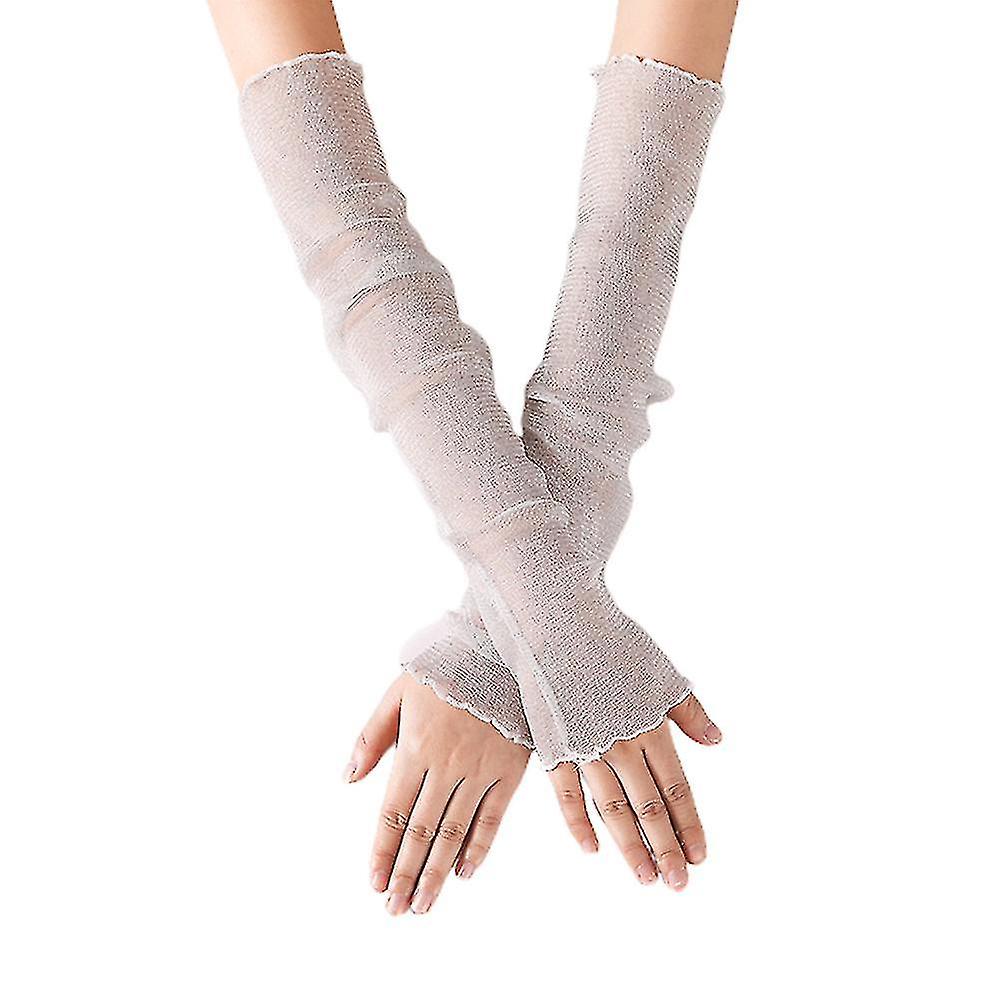 Women's Long Lace Gloves Sun Uv Protection Cooling Sunscreen Ice Sleeve