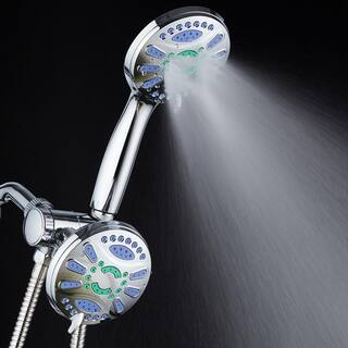 Aquastar Antimicrobial 48-Spray 4.3 in. High Pressure 3-Way Dual Shower Head and Handheld Shower Head Combo in Chrome 6740