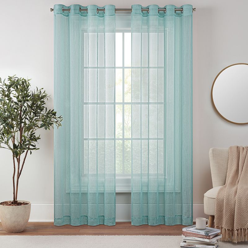 eclipse Emina Crushed Sheer Voile Grommet Window Curtain Panel