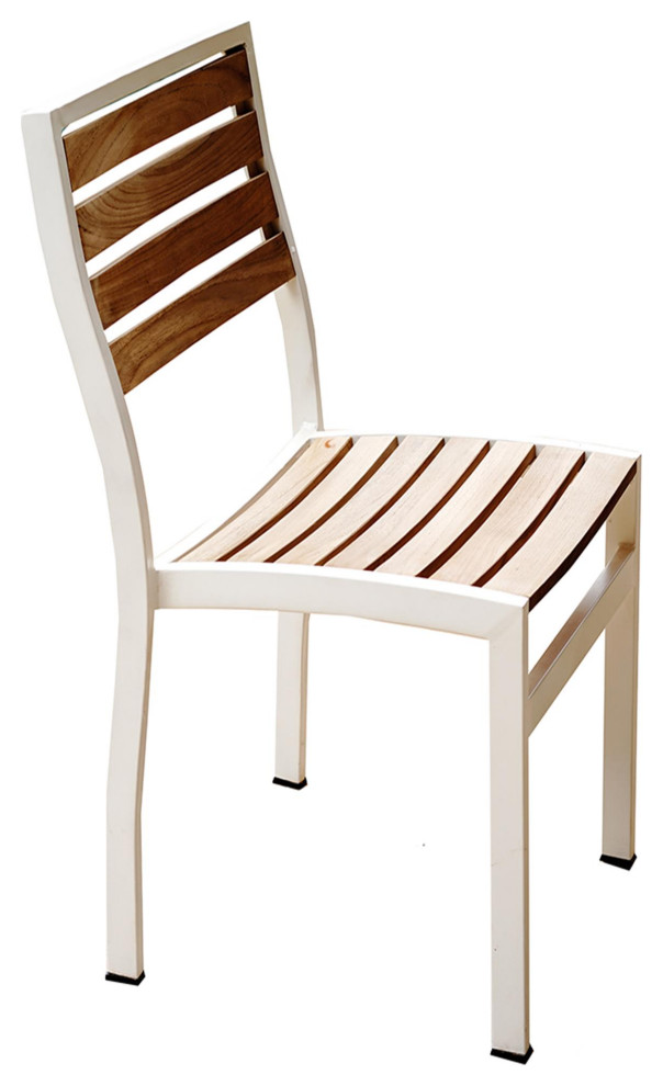 Catalina Stacking Teak Outdoor Dining Chair  Set of 2   Contemporary   Outdoor Dining Chairs   by Hives  ampHoney  Houzz