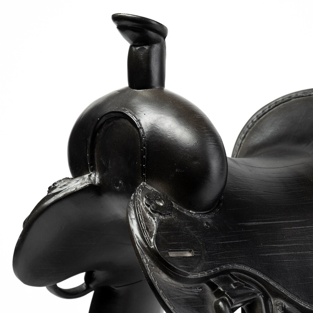 Black Horse Saddle Sculpture