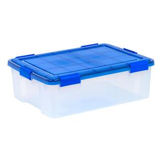 IRIS 41 Qt. WeatherPro Clear Plastic Storage Box Lid Blue 500202