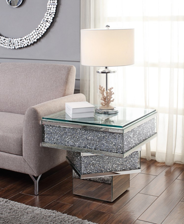 Contempo Glass And Bling End Table   Contemporary   Side Tables And End Tables   by HomeRoots  Houzz