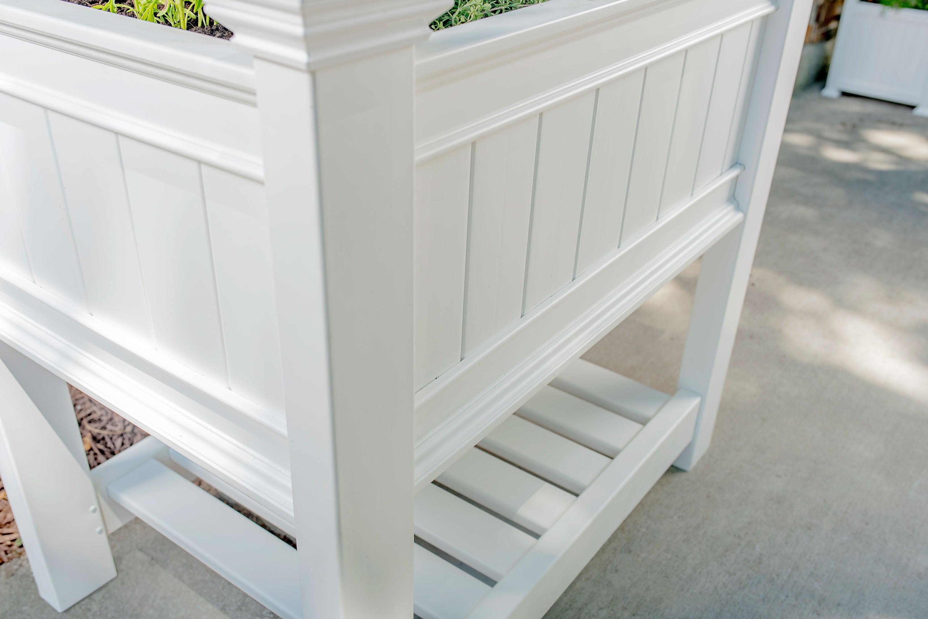 Vita Classic 38 in L x 24 in W x 36 in H Vinyl Cambridge Raised Planter, White, VA68211