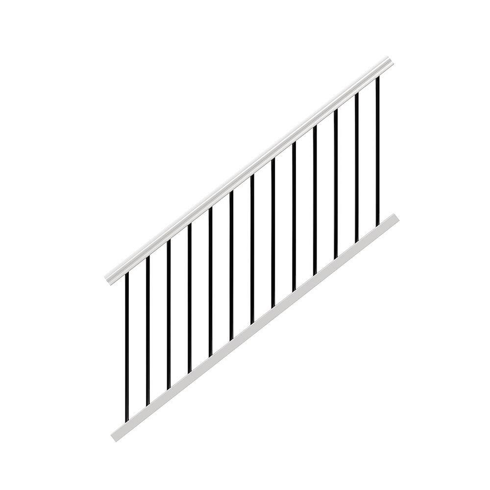 Veranda 6 ft. x 36 in. Traditional White PolyComposite Stair Railing Kit with Black Metal Balusters 73024861