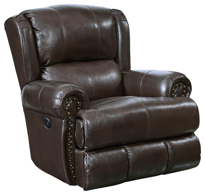 James Deluxe Power Lay Flat Recliner in Brown Top Grain Italian Leather   Transitional   Recliner Chairs   by Massiano  Houzz