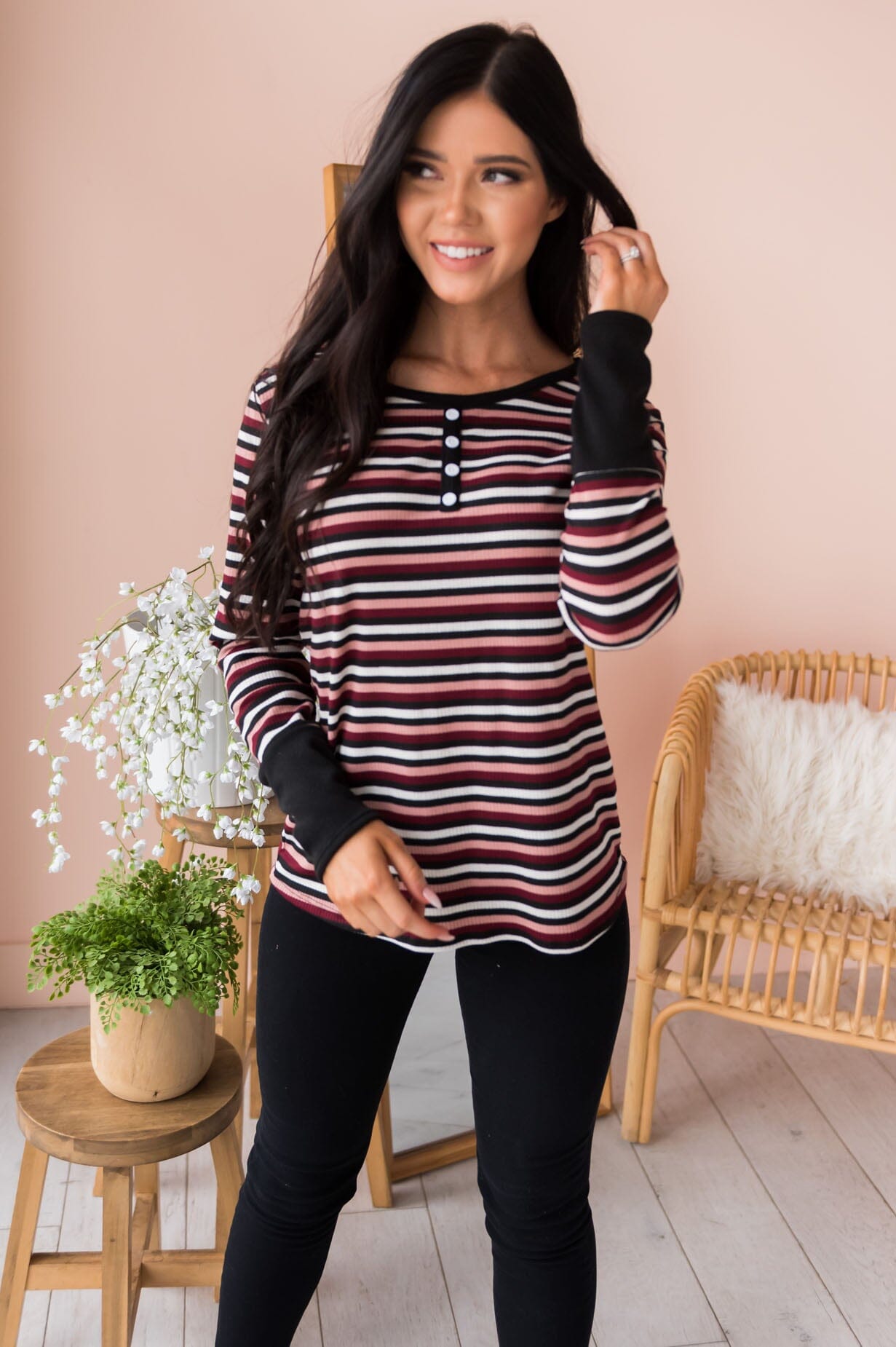 Complete Joy Modest Striped Top