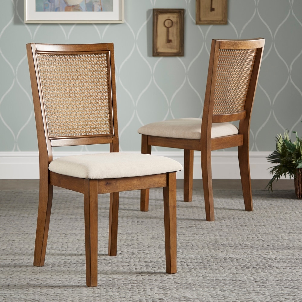 Eleanor Beige Linen Rattan Dining Chairs (Set of 2) by iNSPIRE Q Classic