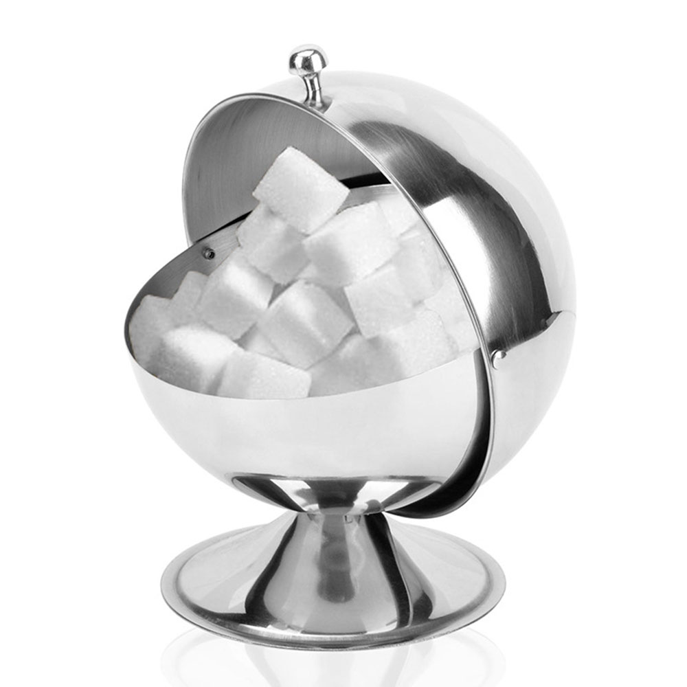 Stainless steel spherical sugar cup flip seasoning potcube sugar cup sugar pot flavor cup home reversible storage tank