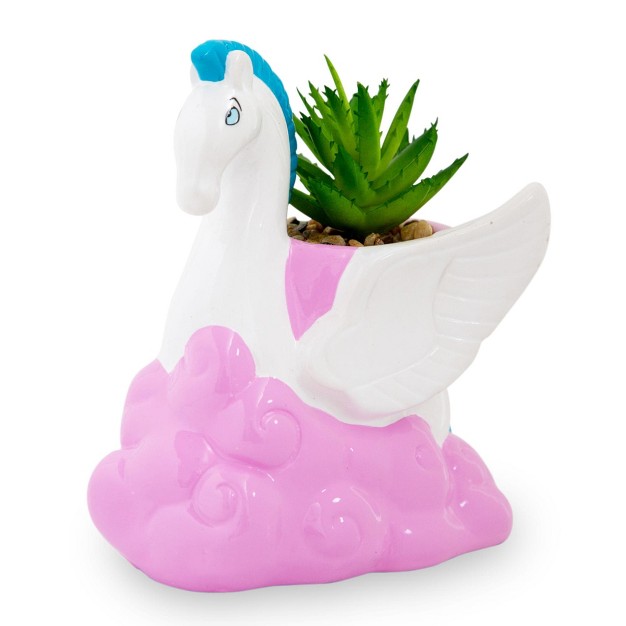 Easysfind Disney Hercules Pegasus 7 25 inch Ceramic Mini Planter With Artificial Succulent