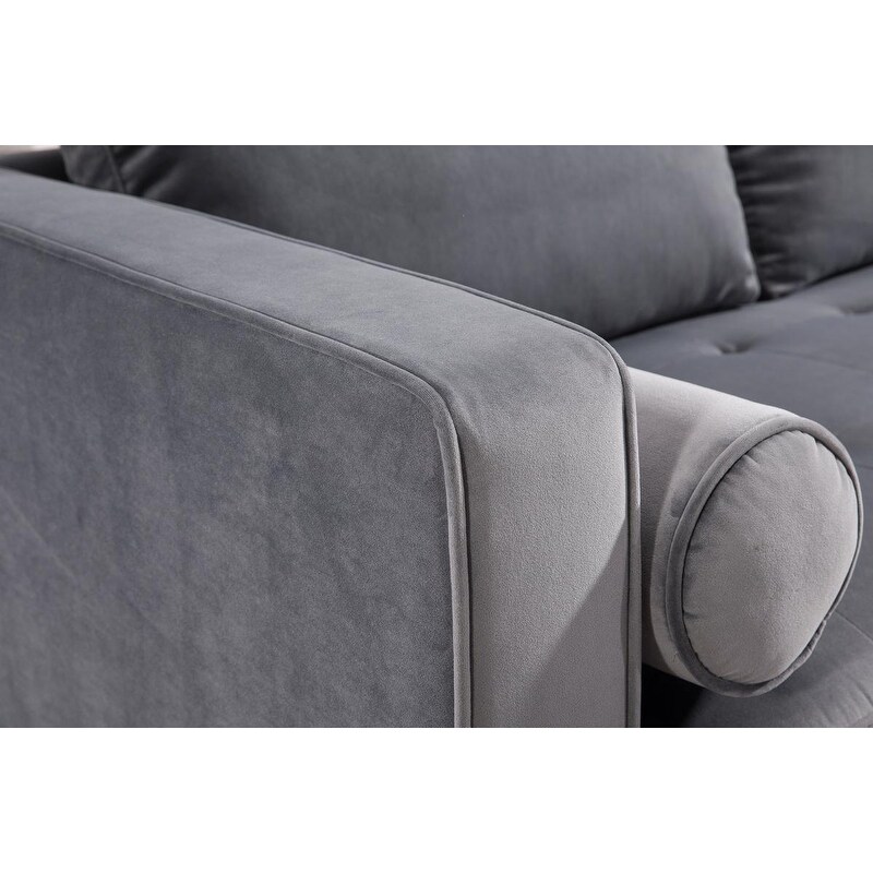 Como Grey Velvet Sectional RAF