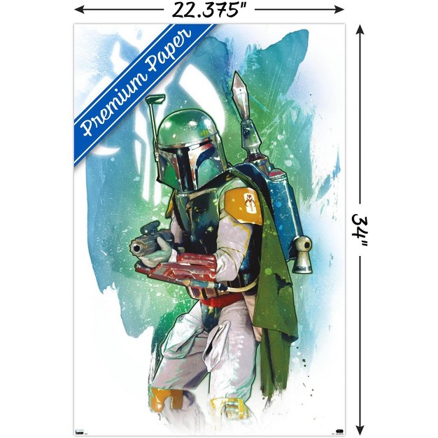 Trends International Star Wars Saga Boba Fett Water Color Unframed Wall Poster Prints