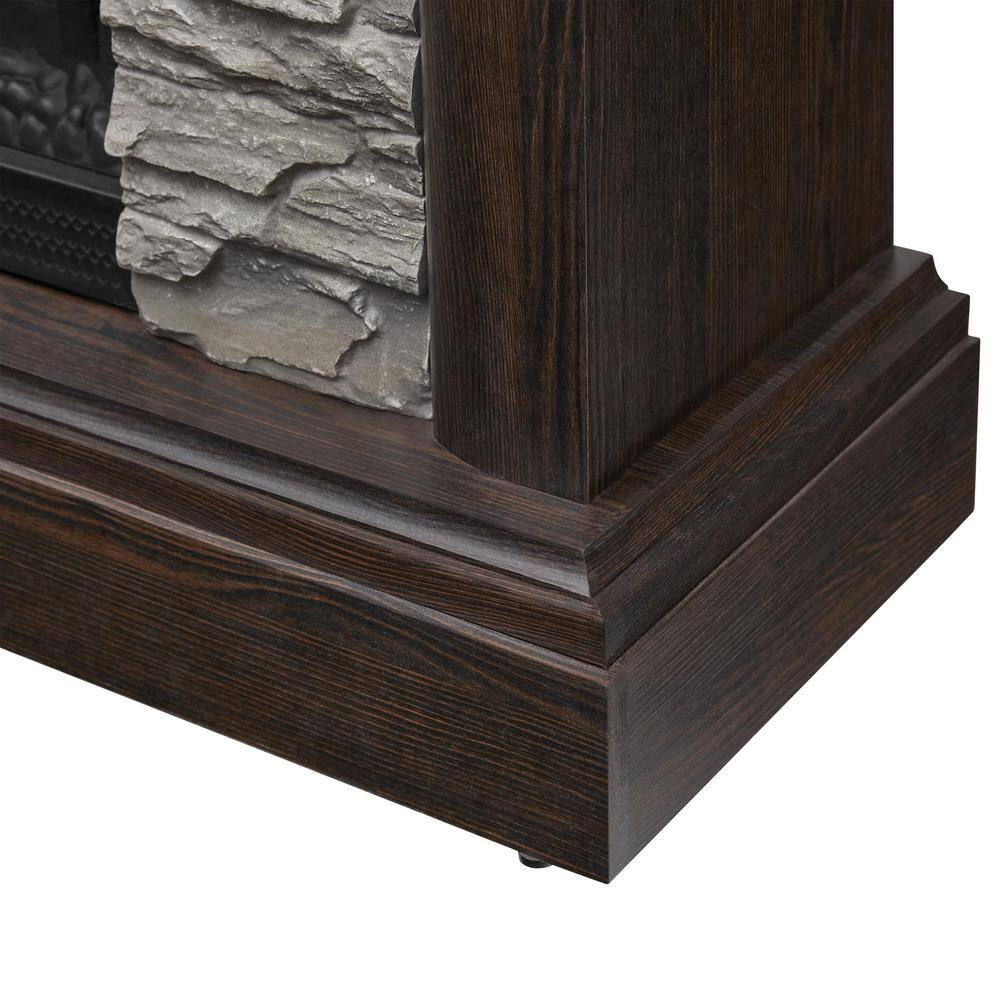 StyleWell Whittington 40 in. W Freestanding Electric Fireplace with Gray Faux Stone in Weathered Brown 150809