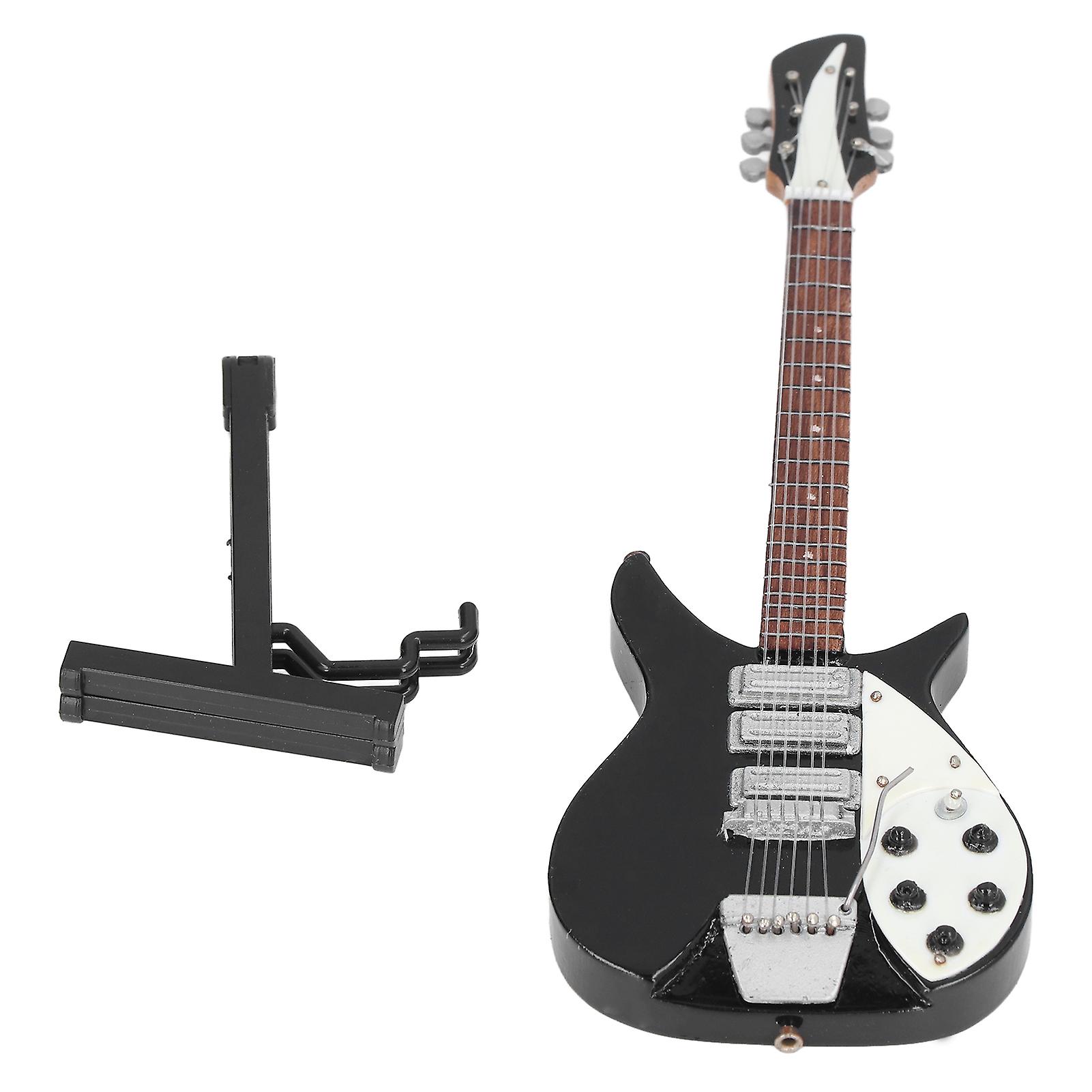 Mini Guitar 1:6 Scale Beech Materials 18cm/7.1in Length Paint Treatment Doll House Instruments Toy For Music Lover