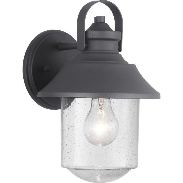 Progress Lighting Weldon 1 light Medium Wall Lantern In Black With Clear Seeded Glass Shade