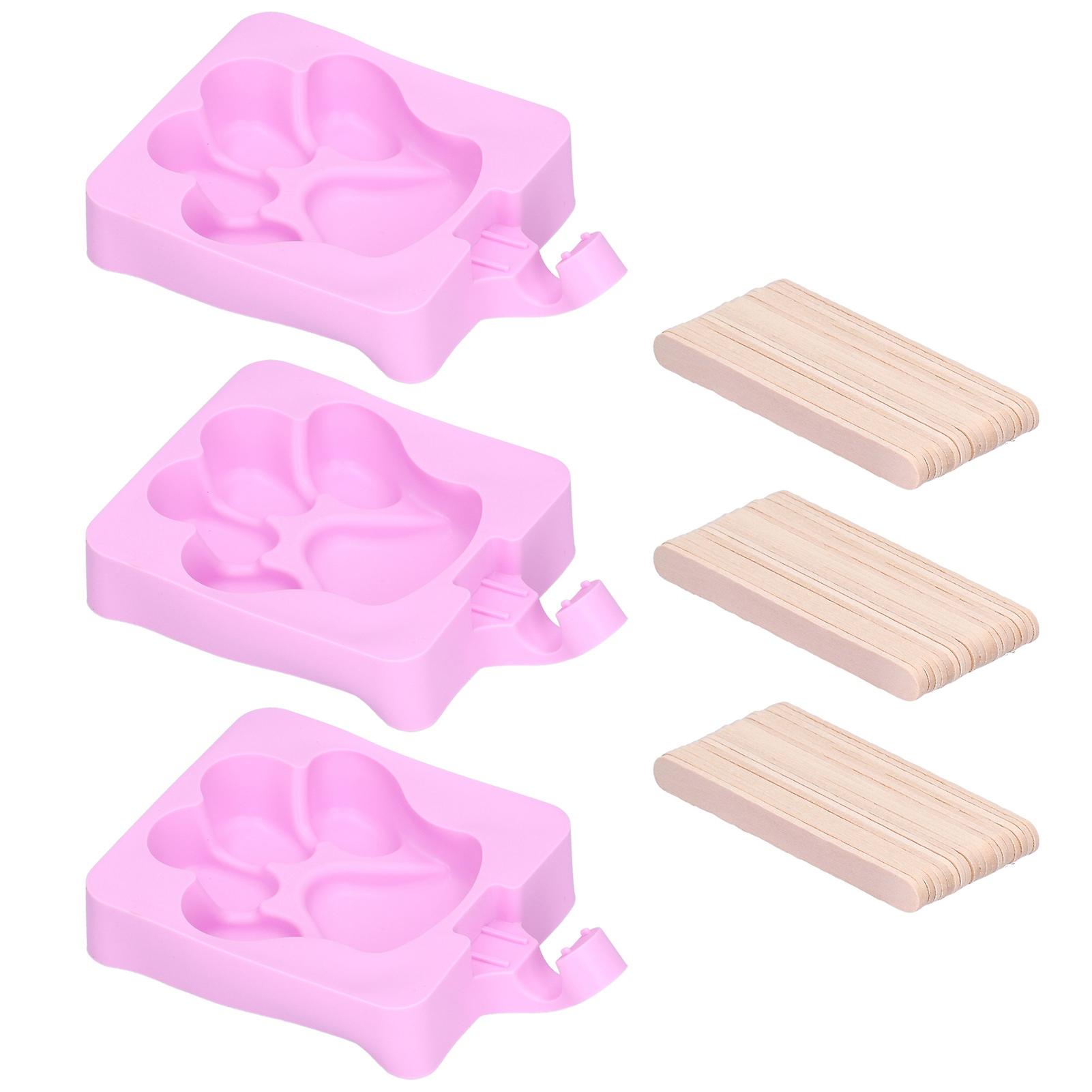 3pcs Silicone Popsicle Molds， Reusable Ice Pop Molds Diy Homemade Ice Cream Molds With 60 Sticks Cute Cat Claw Design Ice Pop Maker For Kids Adult Diy