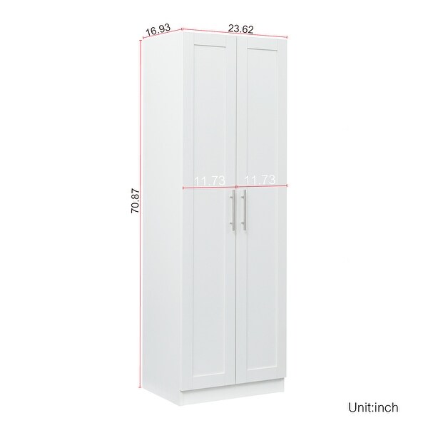 High Wardrobe and Kitchen Cabinet with 2 Doors and 3 Partitions to Separate 4 Storage Spaces， Storage for Kitchen， Laundry - - 37891404