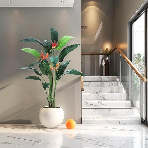 Artificial Bird of Paradise Plant Fake Palm Tree for Indoor Outdoor Modern Decor