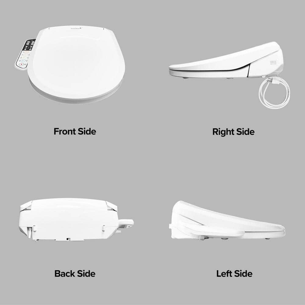 SmartBidet Electric Bidet Seat for Elongated Toilets with Control Panel and Removable Nozzle Cap in White