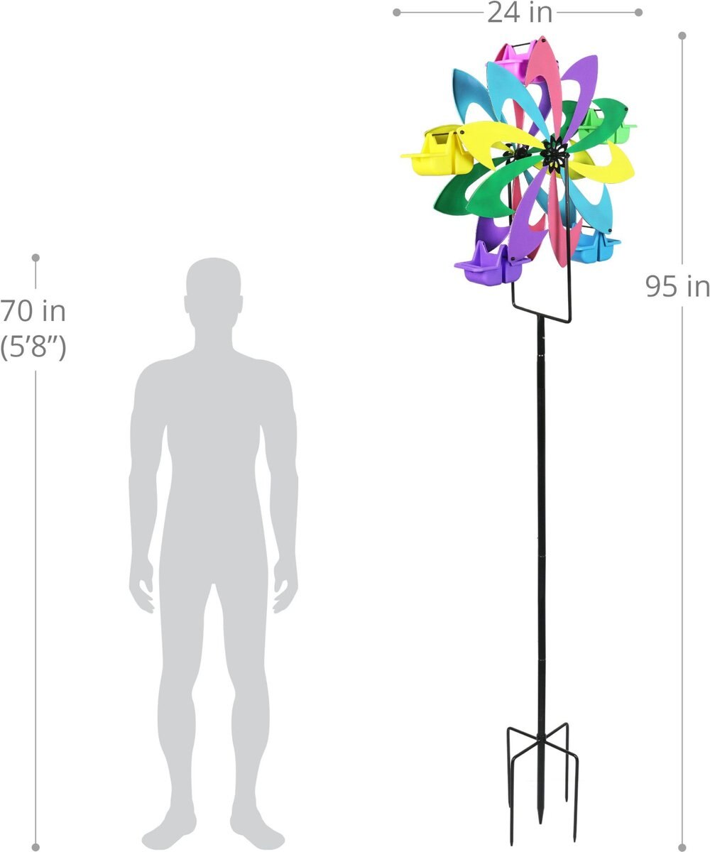 Exhart Ferris Feeder Multicolor Pinwheel Bird Feeder and Spinner