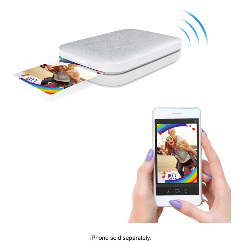 HP Sprocket Portable Photo Printer (Luna White) – Instantly Print 2x3” Sticky-backed Photos from Your Phone