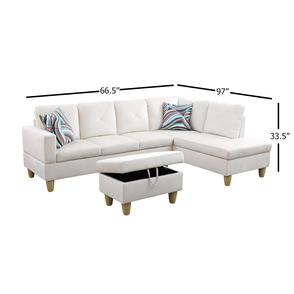 Hellen Right Facing Sectional Sofa with Ottoman