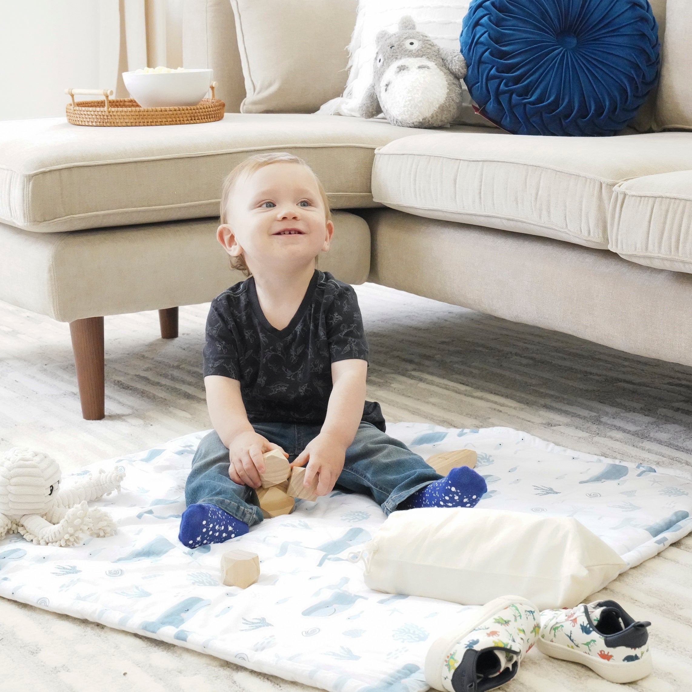 Seaside Baby Square With Border Play Mat