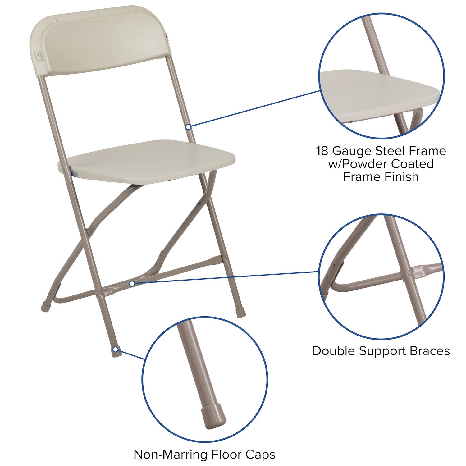 Emma and Oliver Set of 2 Brown Stackable Folding Plastic Chairs - 650 LB Weight Capacity