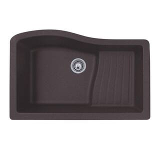 Swan Ascend Undermount Granite 32 in. 0-Hole Single Bowl Kitchen Sink in Nero QU03322AD.077