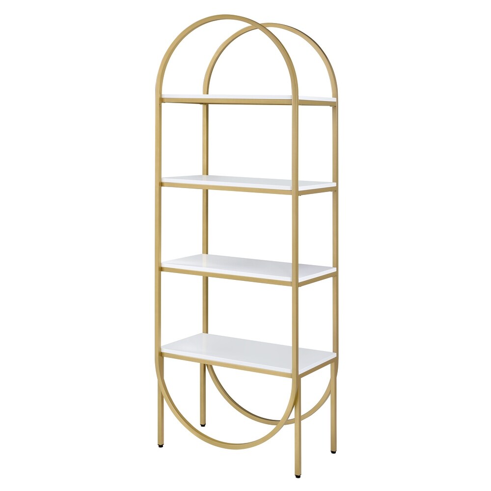 Manresa White High Gloss and Gold 4 tier Bookshelf
