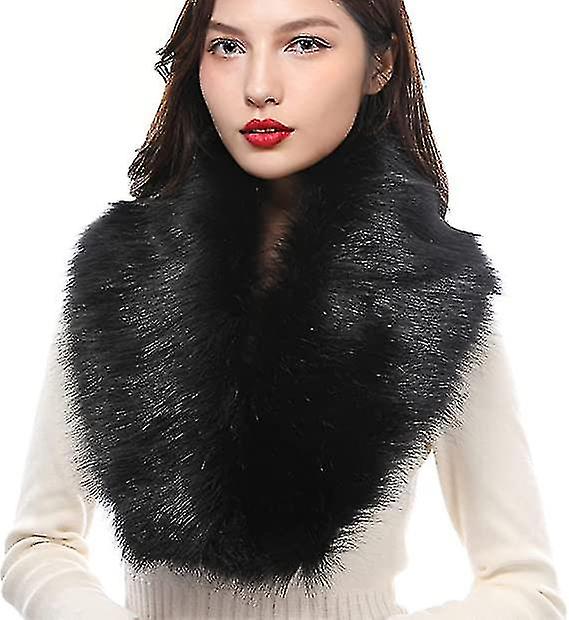 Women's Warm Fur Scarf With Faux Fur Collar， Suitable For Cold Winter