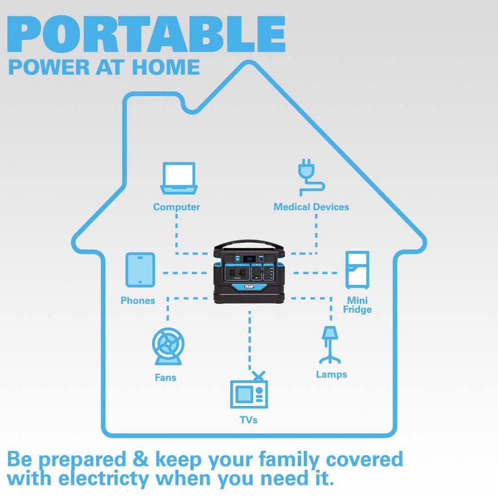 Pulsar 500Watt Power Station with Push Button Start Battery Portable Generator for Outdoors