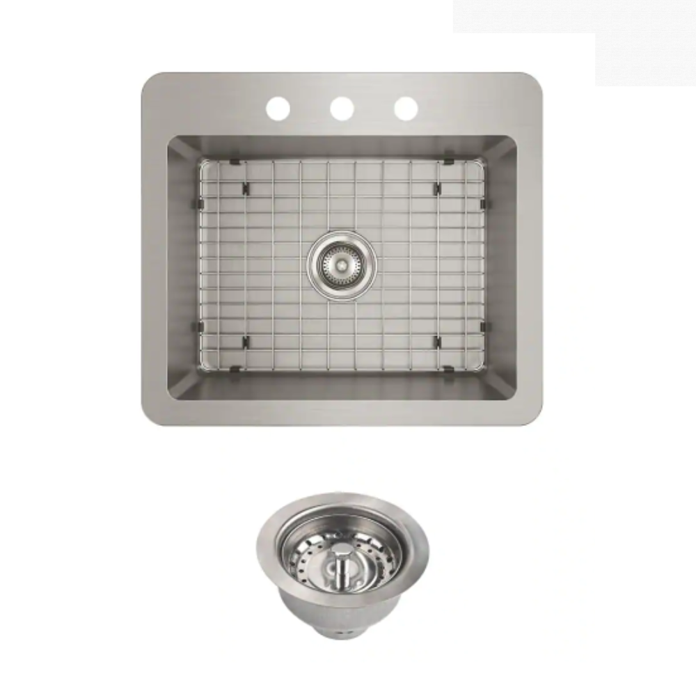 Elkay Avenue Drop-In/Undermount Stainless Steel 25 in. Single Bowl Kitchen Sink with Bottom Grid and Drain