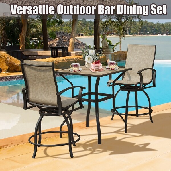 Domi Outdoor Living 3Piece Metal Outdoor Patio Serving Bar Dining Set